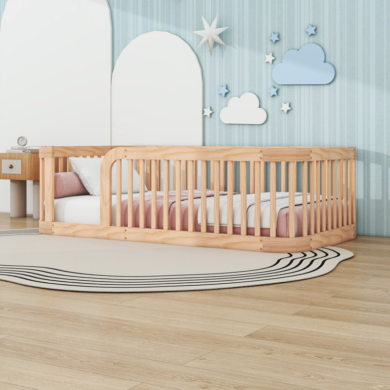 Twin Wooden Floor Platform Bed, Natural