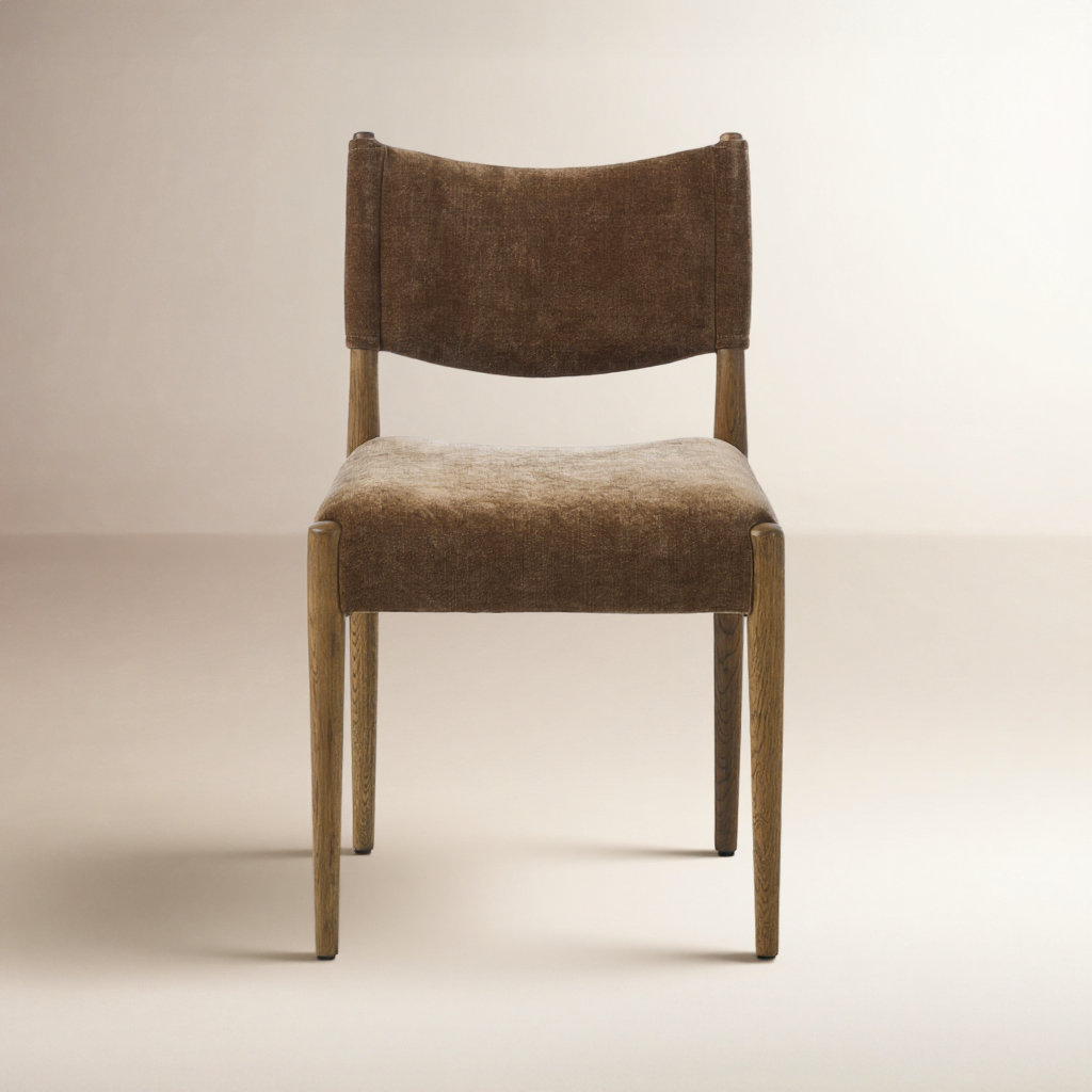 Tara Linen Oak Side Chair, Toasted Oak, Altair Mushroom
