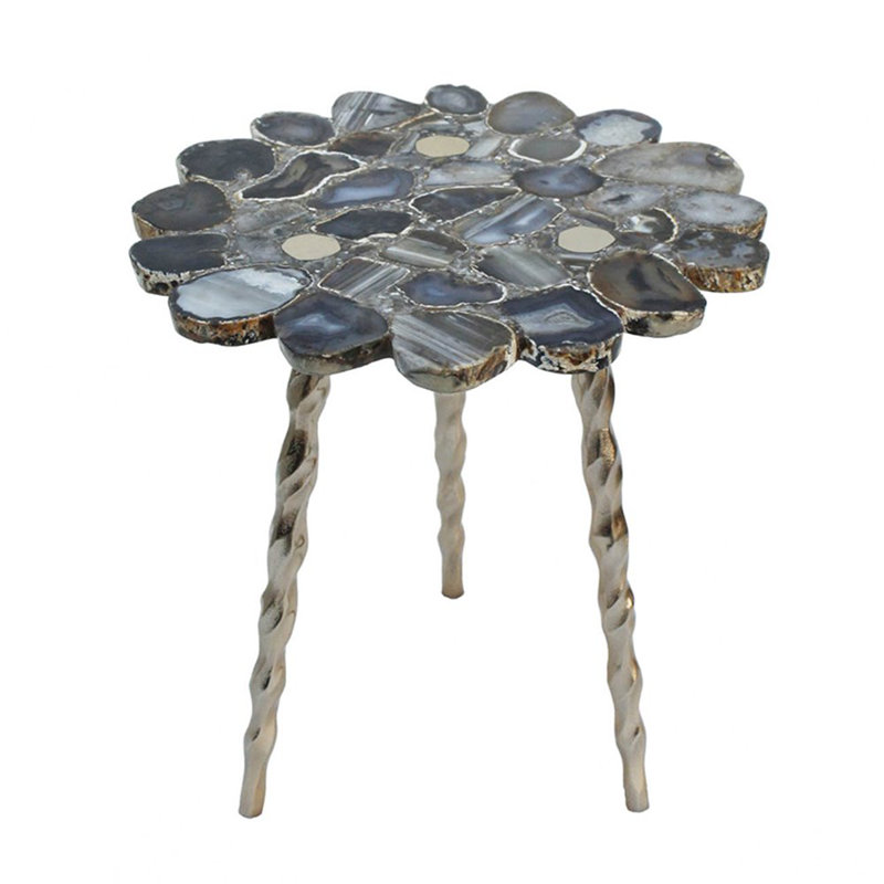 Sue Stone Top End Table, Brass