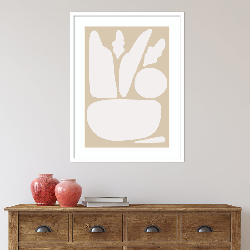 Zen Botanical Rock Neutral by The Creative Bunch Studio, 33" H x 25" W, Black Framed