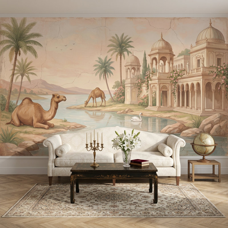 Décoration murale Oasis, 160 po x 108 po, Peler et coller