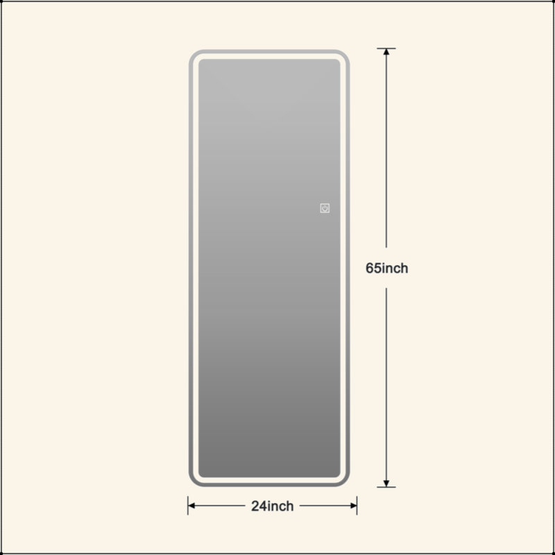64"X21" Full Length Floor Mirror LED Whole Body Mirror, Wall Mounted  Mirror With Lights, Bedroom Full Size Body Mirror With Dimming & 3 Color Modes