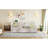 Full Size 2-Person Linen Beige Upholstered L-Shaped Daybed With Trundle For Guest Accommodation Contemporary Style-1815294359