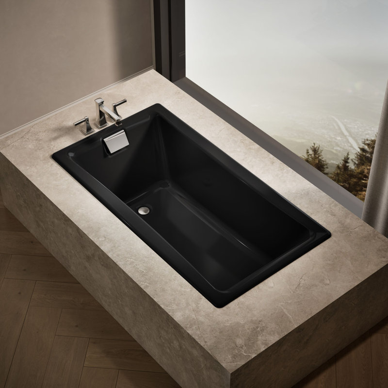 Tea-for-Two for Two 60" x 32" Drop-In Soaking Bathtub, Black