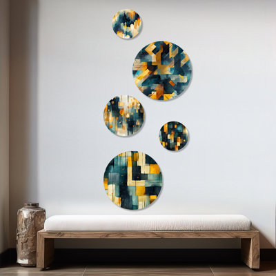 Connely - Geometric Modern Round Wall Art Set Of 5