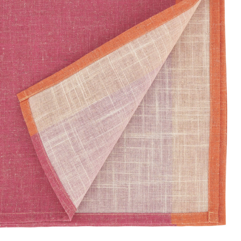 Pink and Orange Polyester Color-Blocked Table Runner