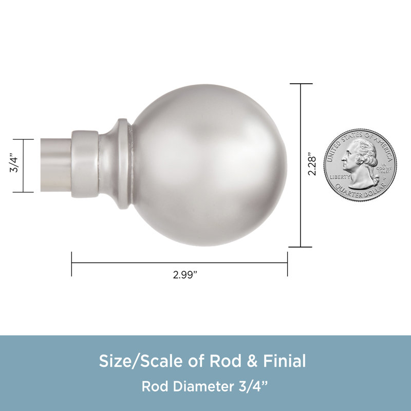 Mercer Brushed Nickel Adjustable Curtain Rod with Ball Finials