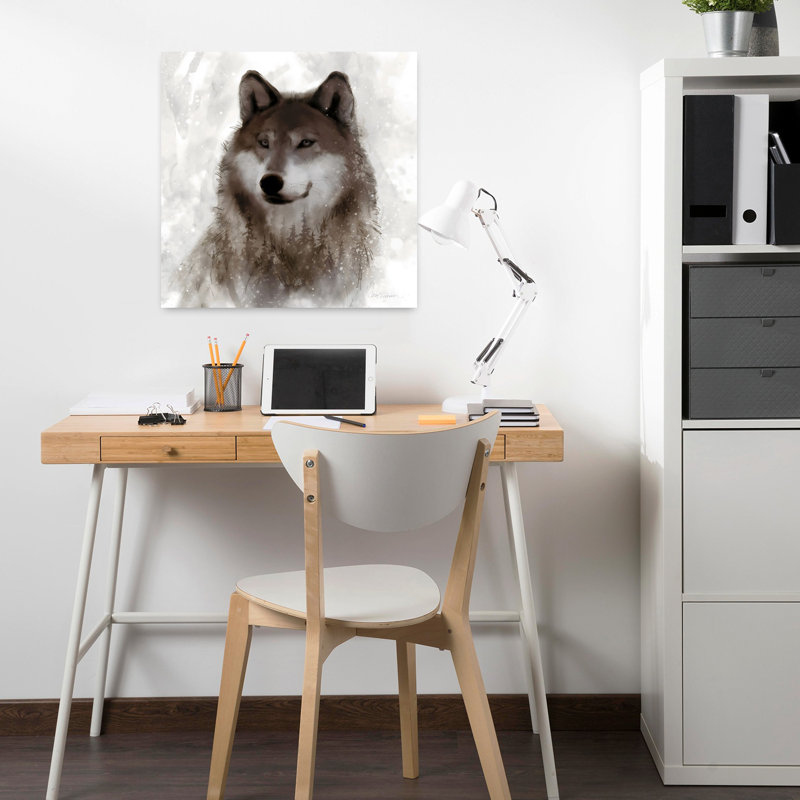 «Forest Wolf», art contemporain abstrait paysage de forêt de loup, H 18 po x l 18 po