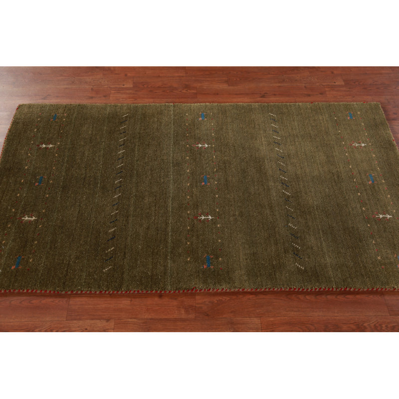 Handmade Green Gabbeh Indian Rug 3x5