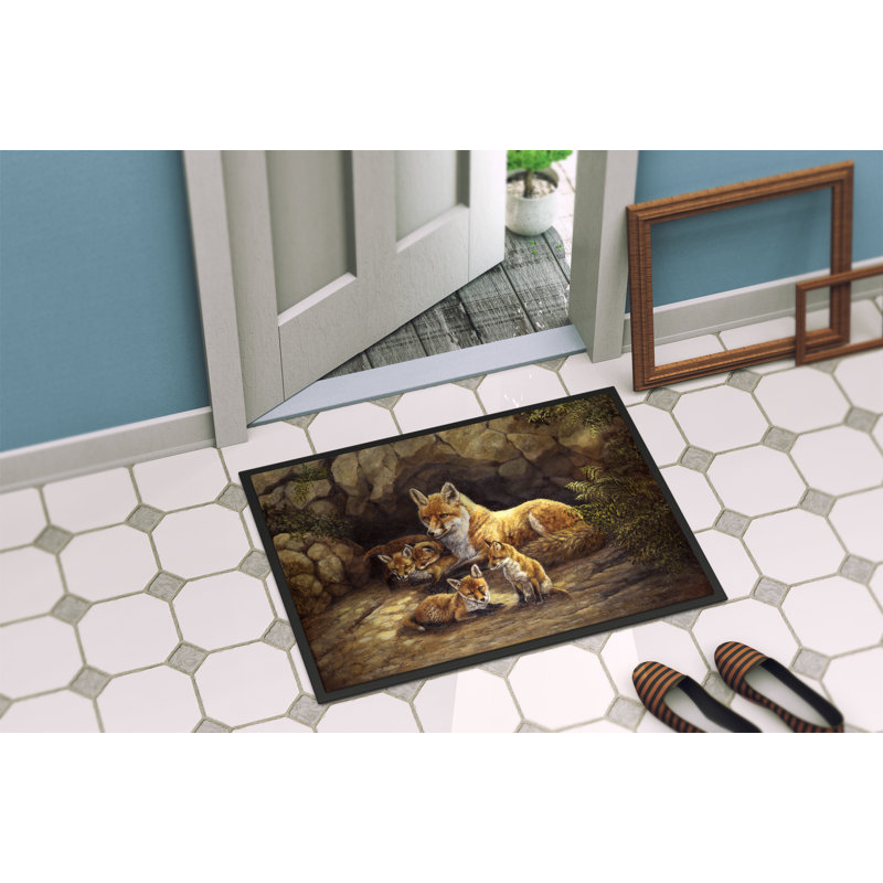 Paillasson d’extérieur antidérapant Fox Family de walthill, Rectangle 1 pi 6 po x 2 pi 3 po