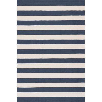 Banks Stripe Navy Handwoven Indoor/Outdoor Rug