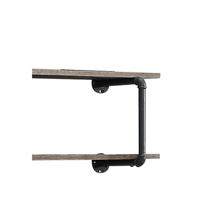 Étagère murale en chêne antique et gris sableux - 2 pour la présentation, structure en métal, matériaux mixtes, montage simple, convient pour le rangement et la construction de plusieurs pièces, installation, divers