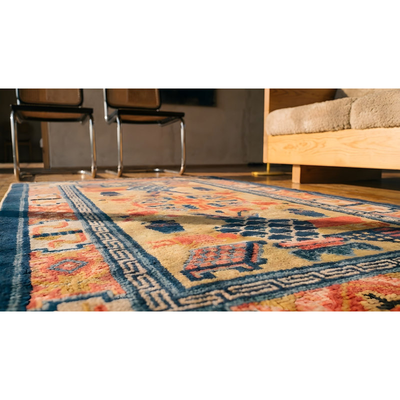 Antique Peking Chinese Yellow 1930s Rug