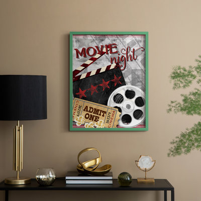 «Movie Night II», reproduction encadrée - bois massif