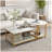 HOMCOM Coffee Tables Set of 2, 2-Rier Rectangle and Round Coffee Table with Storage Shelves, Faux Marble Top and Steel Frame