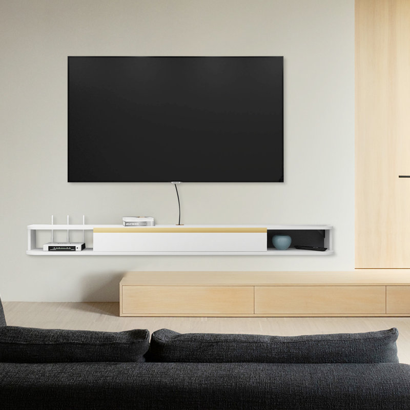 Unfinished Floating TV Stand for TVs up to 75", White