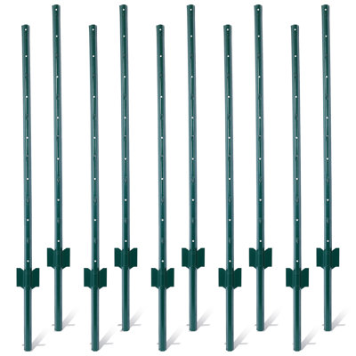 Poteaux de clôture en U thermolaqué robuste en acier thermolaqué de 4,3 po x P 1,1 po x H 49,8 po (paquet de 10)