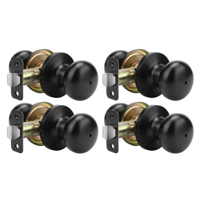 Poignées de porte intérieures noires, poignée de porte de chambre noire mate, poignées de porte intérieures en gros, poignée de porte d'intimité pour chambre ou salle de bain (paquet de 4)