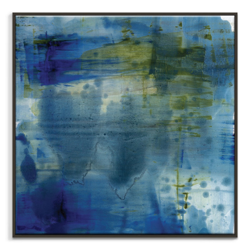 Global 1 by Sally Adams - Painting on Canvas, 41cm H x 41cm W, Black Floater Frame