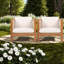 Ensemble de 2 chaises longues de patio moderne, bois d'acacia, corde beige pour patio