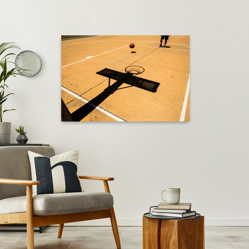 «Sunny Court», art abstrait urbain contemporain, H 24 po x l 36 po