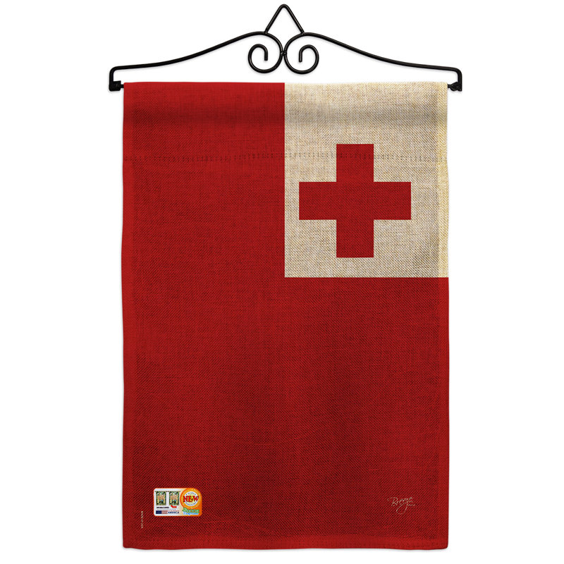 Table de polyester à 2 faces 19 x 13 po Tonga Drapeau de jardin