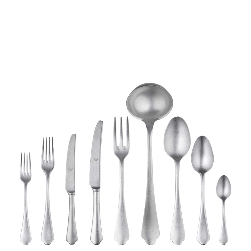 Dolce Vita 39 - Piece Stainless Steel Flatware Set - Service for 6, Pewter