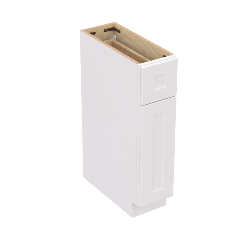 Armoire à porte simple en bois massif blanc Shaker pour salle de bain, rangement pour buanderie - l 9 po x H 34,5 po x P 24 po, assemblage facile