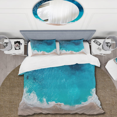 Blue/White Microfiber Duvet Cover Set