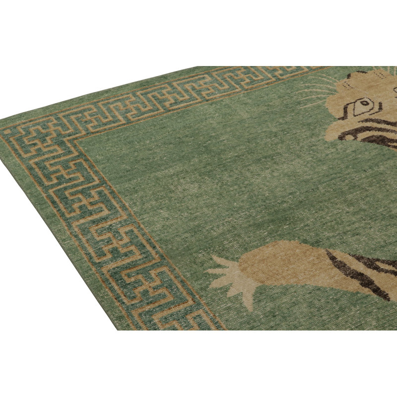 Distressed Homage Hand Knotted Wool Animal Print Area Rug, Rectangle 15' x 24'