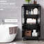 Armoire de salle de bain noire, 2 espaces de rangement, porte en verre trempé, tablettes réglables pour les armoires de bibliothèque de décoration de salon,