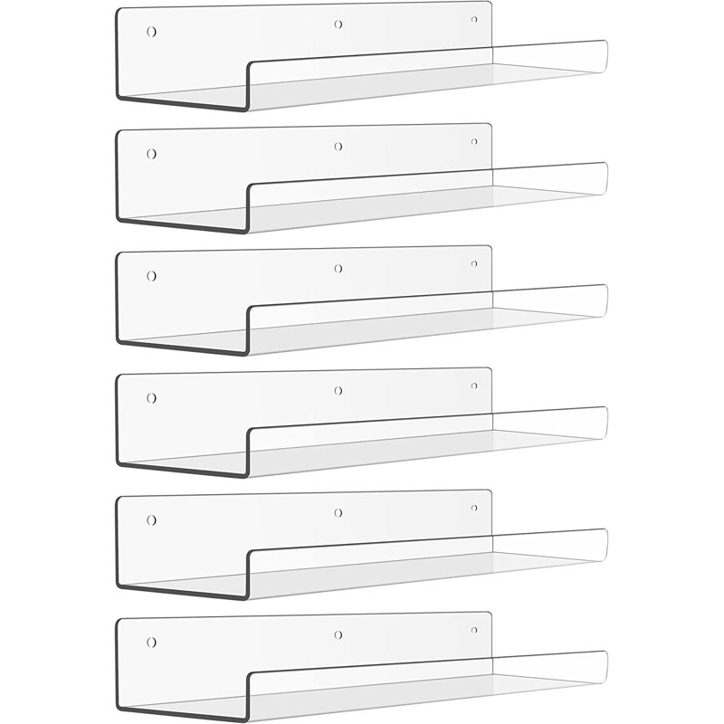 Lansana 6 Piece Plastic / Acrylic Floating Shelf, Clear