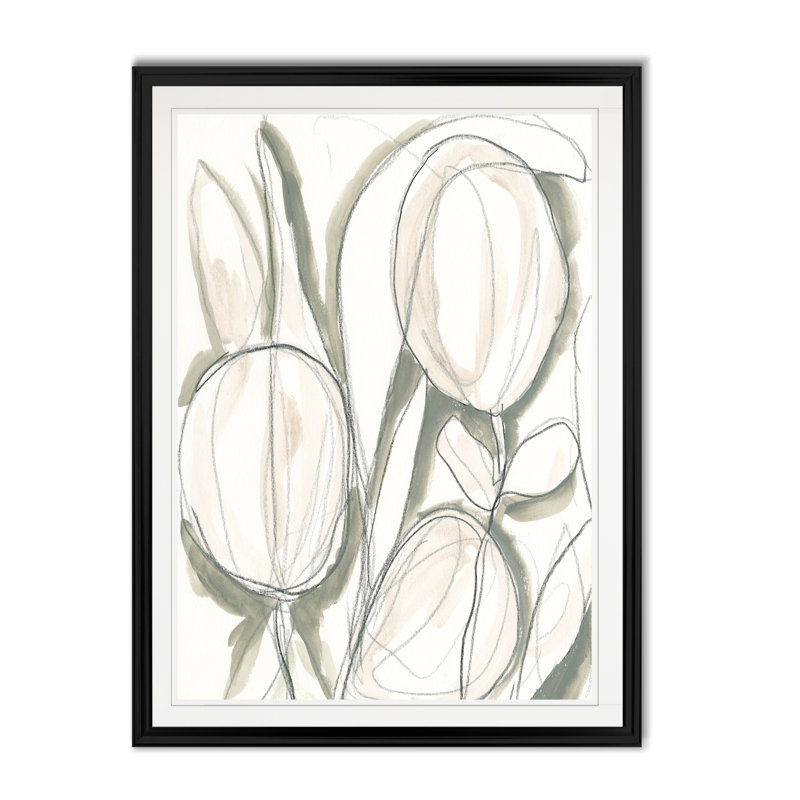 « neutral tropical i »-impression sur toile, H 26,5 po x l 36,5 po x P 1,5 po, Cadre noir