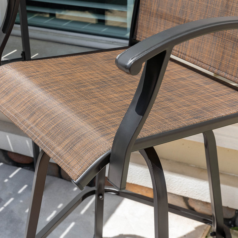 Ensemble de bar extérieur 3 pièces, tabourets pivotants et trou pour parasol