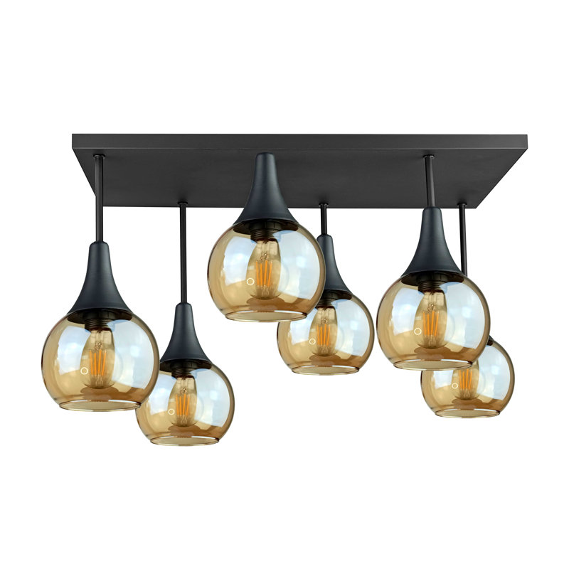 Asa Glass Semi Flush Mount, Black, Honey