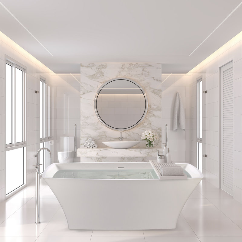 65.5'' x 31'' Soaking Solid Surface Bathtub