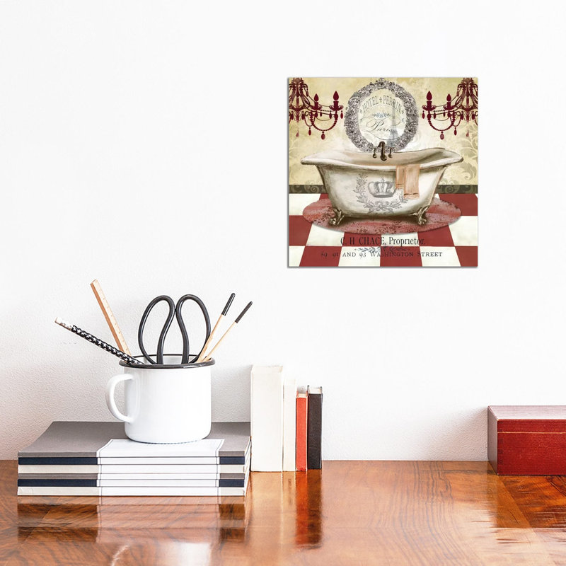 Red French Bath I by Tre Sorelle Studios - Wrapped Canvas Print, 30.48 cm H x 30.48 cm W