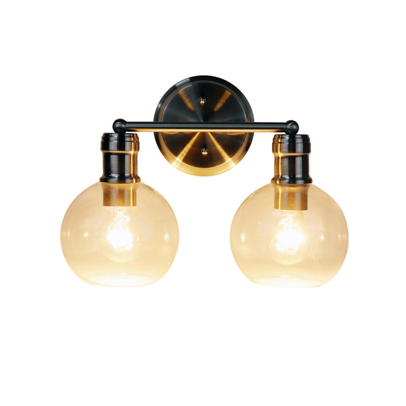 14'' Brushed Nickel 2-Light Dimmable Vanity Light with Clear Glass Shades