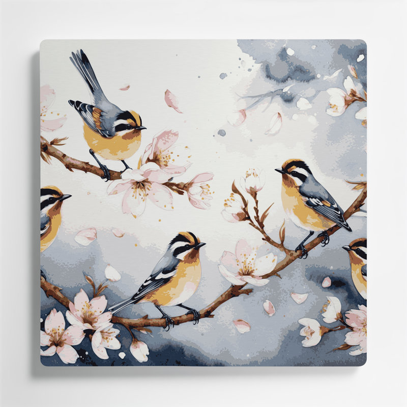 Oiseaux, art mural européen gris Goldcrest, H 144 po x l 144 po x P 0,05 po
