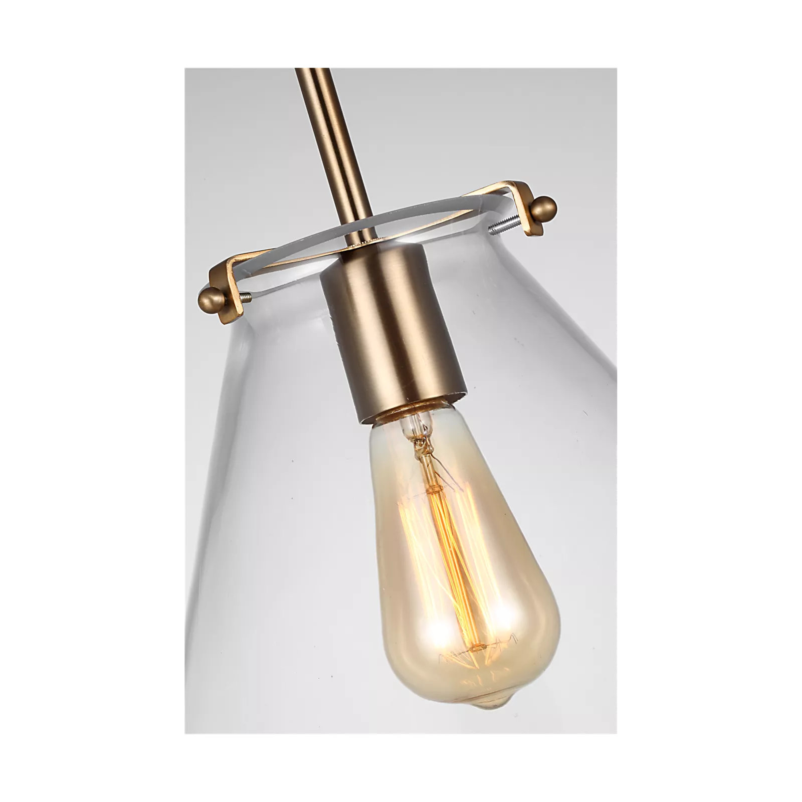 Catryn Single Light Glass Dimmable Pendant, Satin Brass