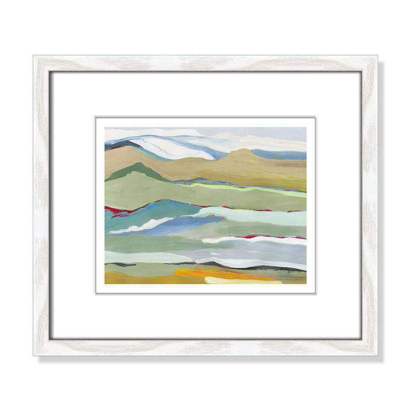 Dee Goodbye Summer on the Hills - Picture Frame Painting, 13" H x 15" W x 0.75" D, White Wood Framed