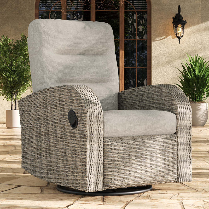 Reclining Recliner Chair, Light Brown Cushion/Grey Frame