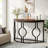 Half Moon Console Table For Entryway, 43 Inch Industrial Semi Circle Sofa Table With Geometric Base, Wood Accent Table For Living Room, Hallway, Foyer, Entrance, Rustic Brown