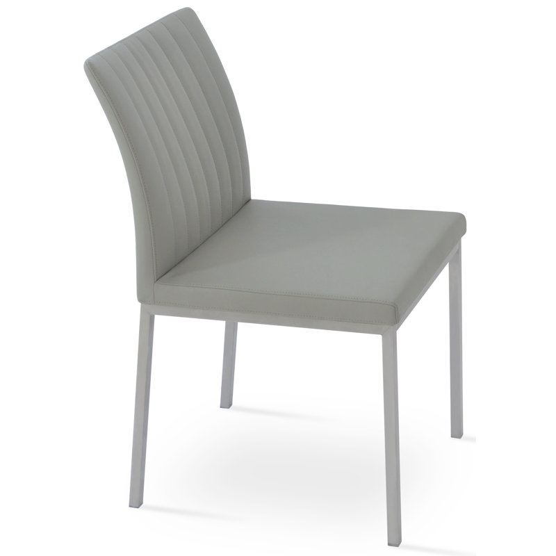 Zeyno Metal Solid Back Side Chair, Chrome, Leatherette White