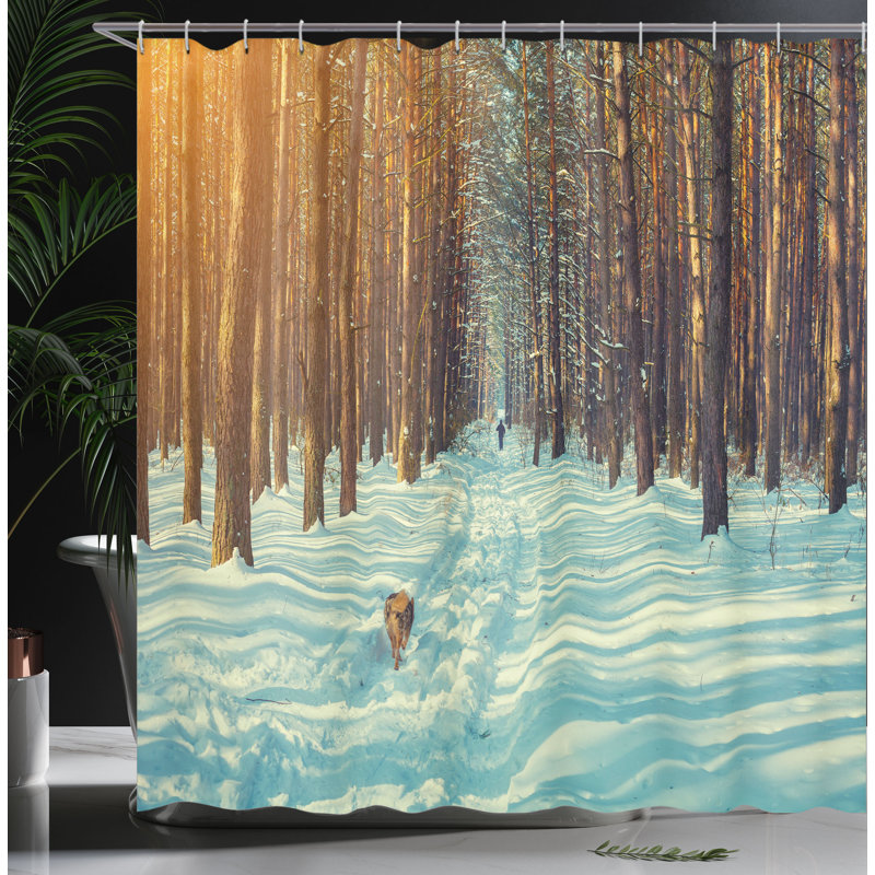 Shower Curtain with Hooks Included, 75"H x 69"W
