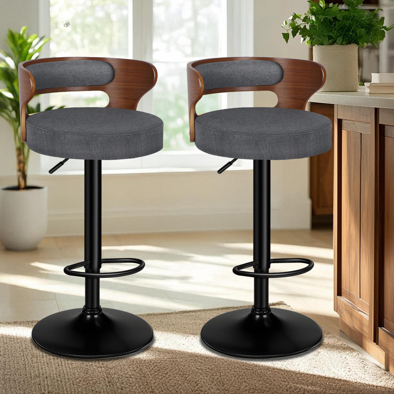 Swivel Upholstered Adjustable Height Bar Stool