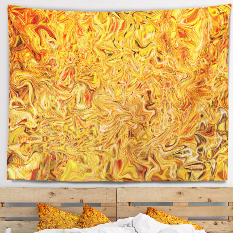 Tapisserie texturée jaune, H 78 po x l 92 po