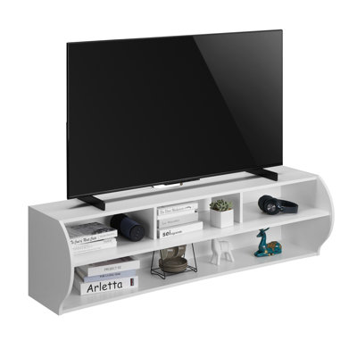 Emerald Modern Wall Mounted Entertainment Center with Cable Management, 120 lbs Weight Capacity