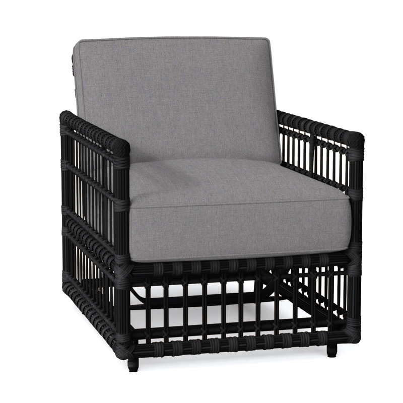 Newport N-Dura Resin Wicker Outdoor Woven Spring Lounge Chair, No Welt, Onyx, Verona Mist