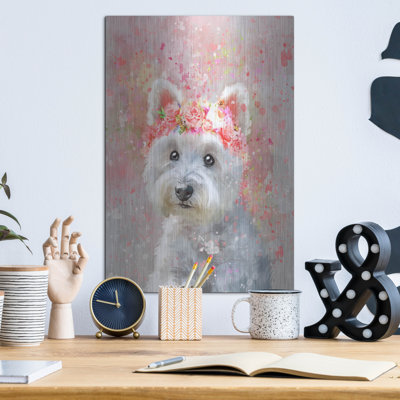 Flower Crown West Highland Terrier 2' by Furbaby Affiliates Metal Wall Art